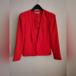 Jennifer Lopez red orange satin blazer